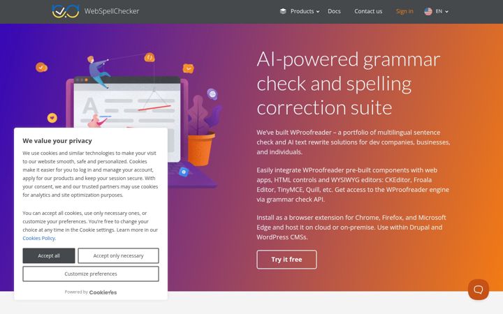 Screenshot ta' webspellchecker.net