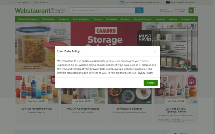 Skjermbilde av webstaurantstore.com