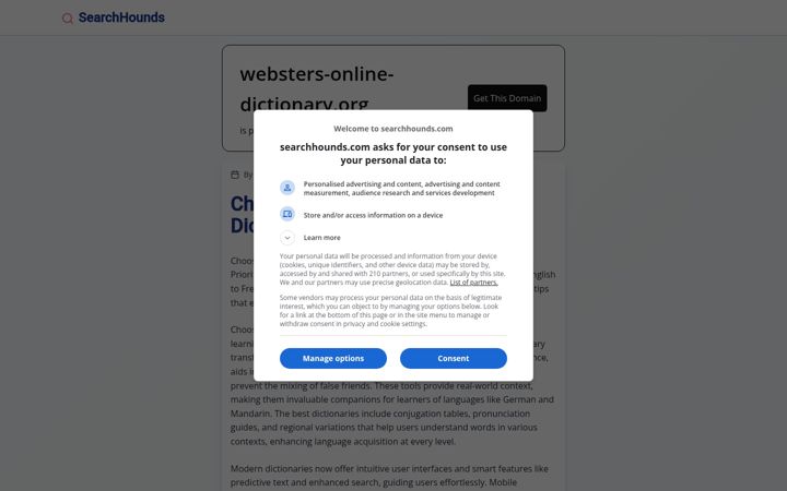Screenshot von websters-online-dictionary.org