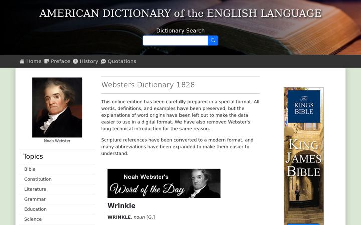 Screenshot of webstersdictionary1828.com