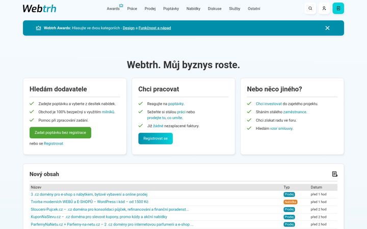 Screenshot of webtrh.cz