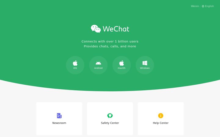 Snímek obrazovky wechat.com