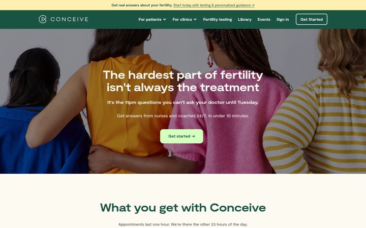Screenshot van weconceive.com