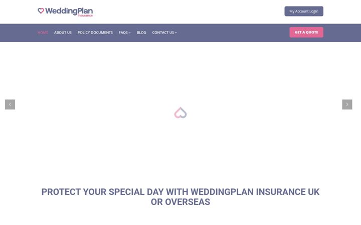 Screenshot stránky weddingplaninsurance.co.uk