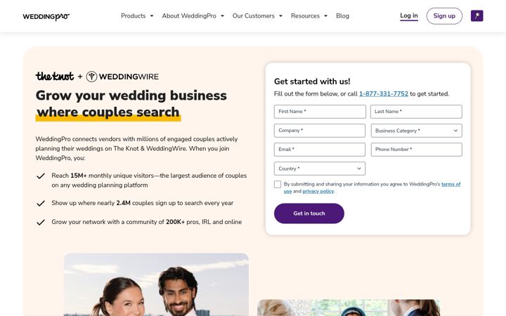 Ekrānuzņēmums no weddingpro.com