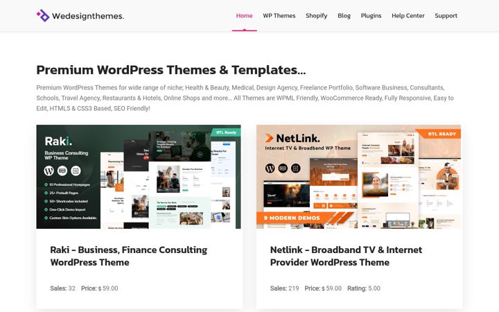 Ekrano kopija wedesignthemes.com