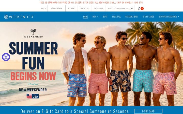 Screenshot of weekendersportswear.com