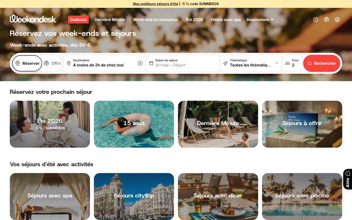 Screenshot of weekendesk.fr