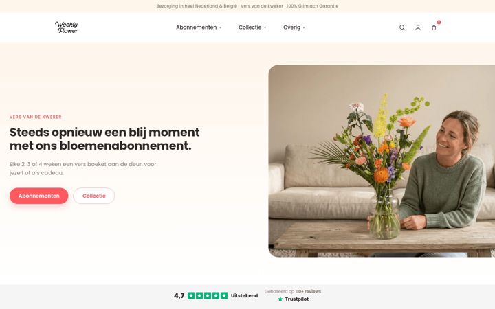 Screenshot van weeklyflower.nl