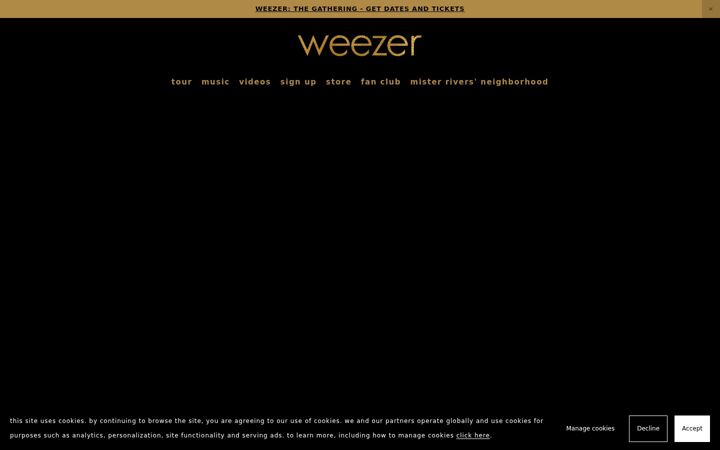 Captură de ecran a weezer.com