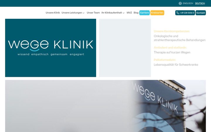 Екранна снимка на wegeklinik.com