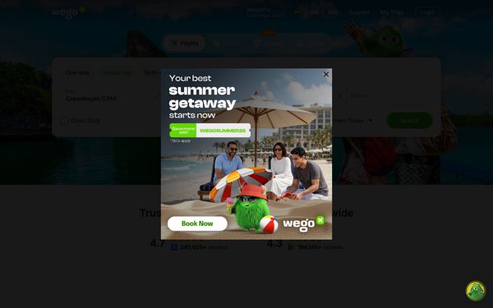 Screenshot of wego.co.in