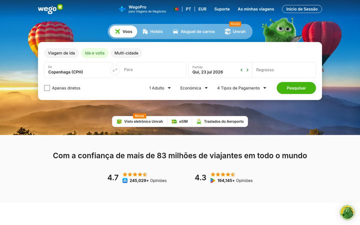 Screenshot of wego.com.pt