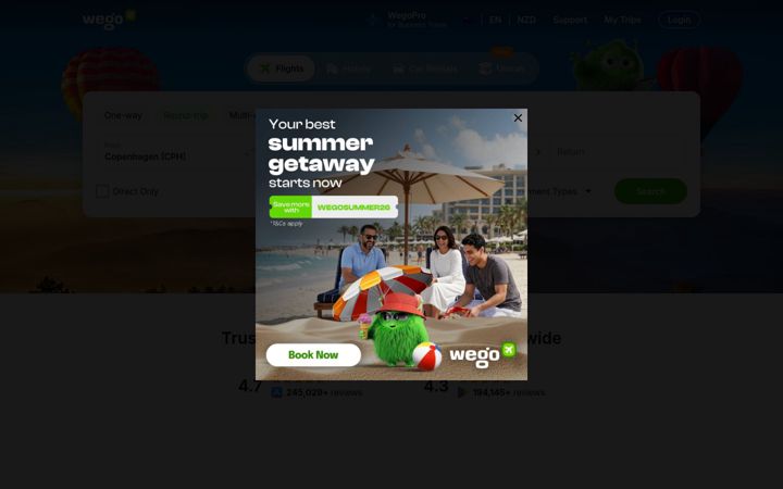 Screenshot of wegotravel.co.nz