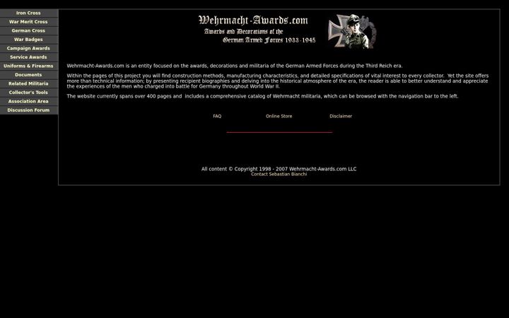 Screenshot of wehrmacht-awards.com