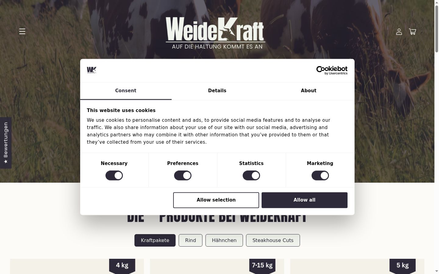Screenshot del banner di consenso mostrato prima di qualsiasi interazione