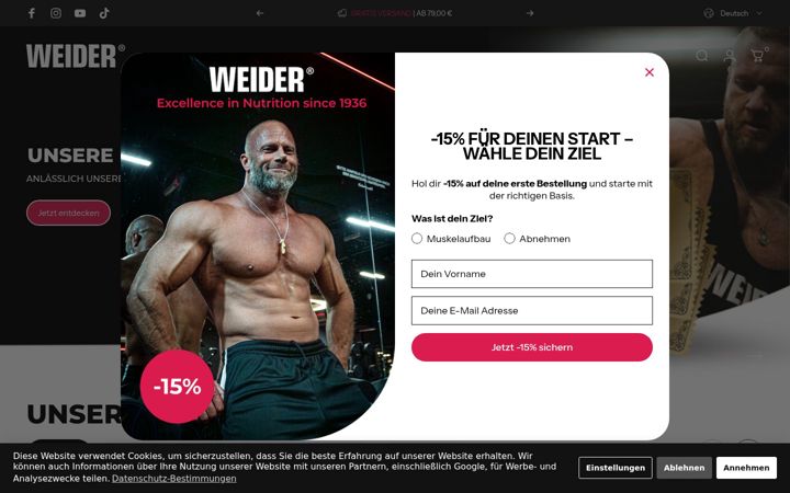 Screenshot of weider.de