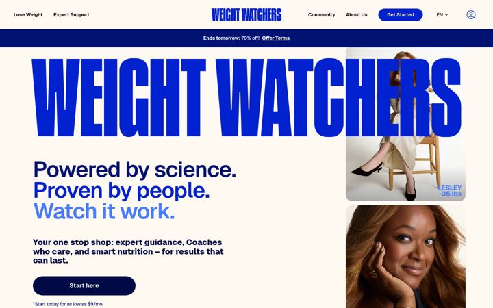 Screenshot of weightwatchers.ca