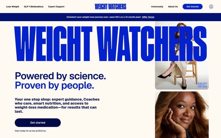 Screenshot ta' weightwatchers.com