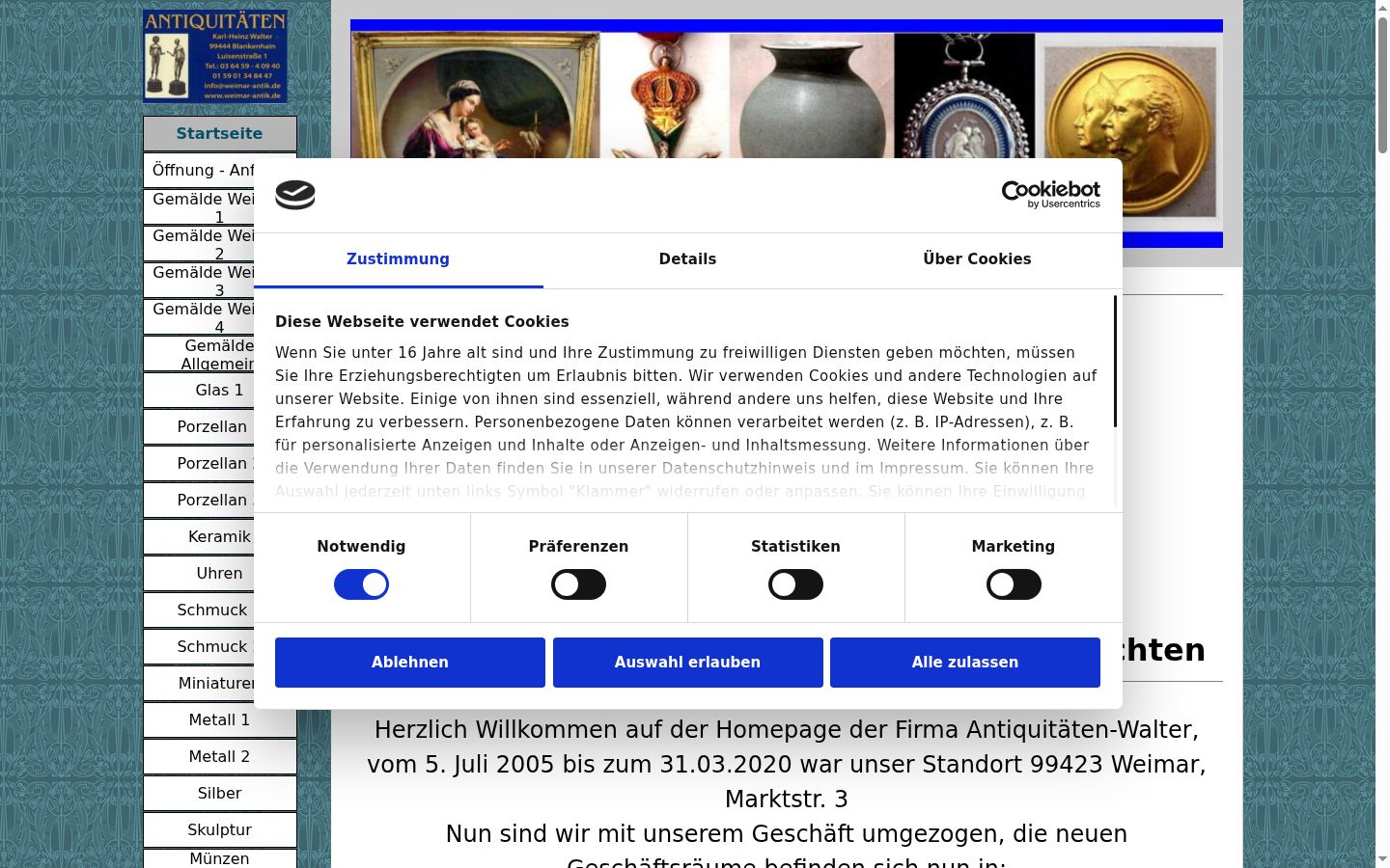 Screenshot van de toestemmingsbanner zoals getoond vóór enige interactie