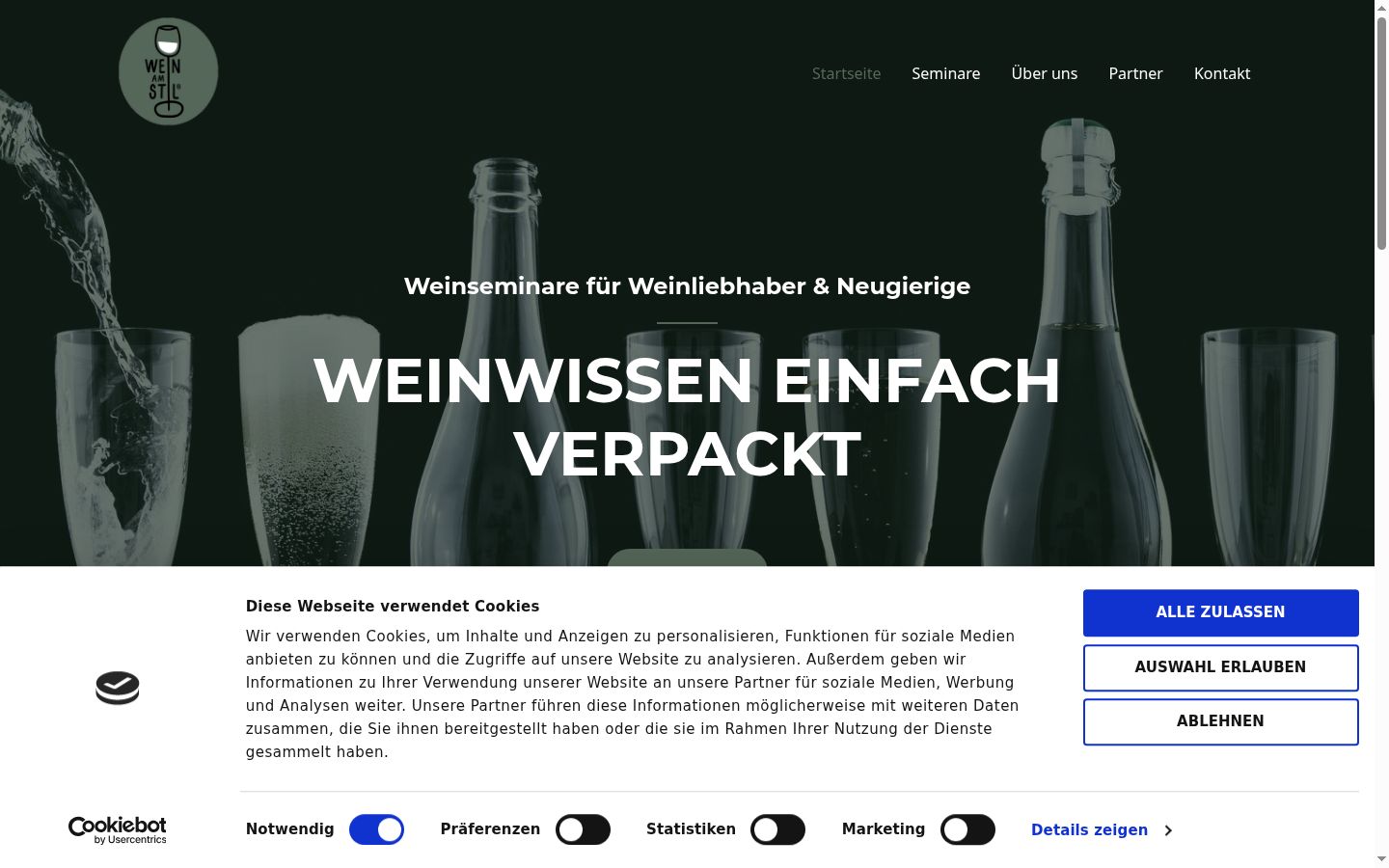 Screenshot of the consent banner shown before any interaction