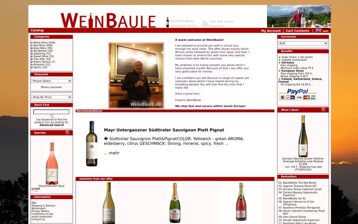 Screenshot of weinbaule.de