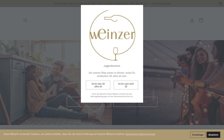 Posnetek zaslona weinzer.de