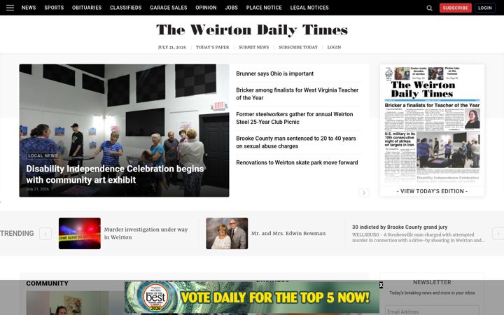 Screenshot of weirtondailytimes.com