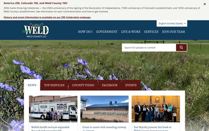 Screenshot von weld.gov