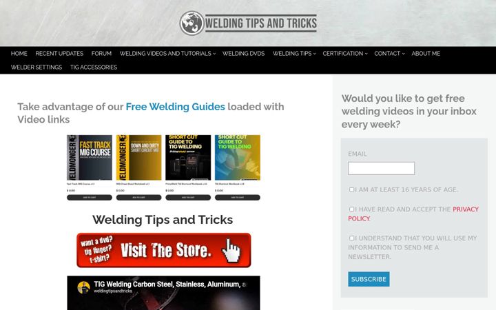 Screenshot of weldingtipsandtricks.com