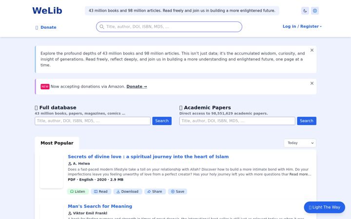 Screenshot ta' welib.org