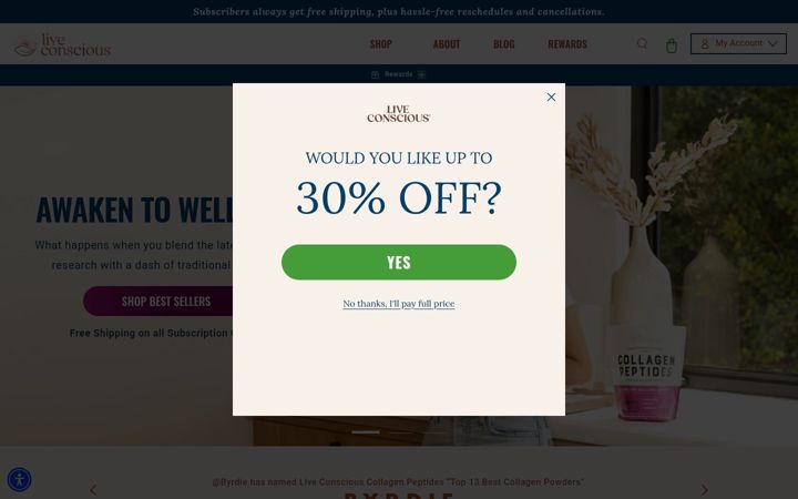 Screenshot of weliveconscious.com