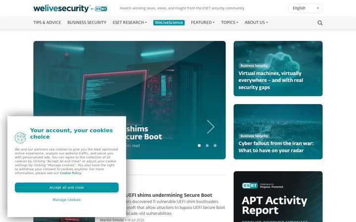 Kuvakaappaus sivustosta welivesecurity.com