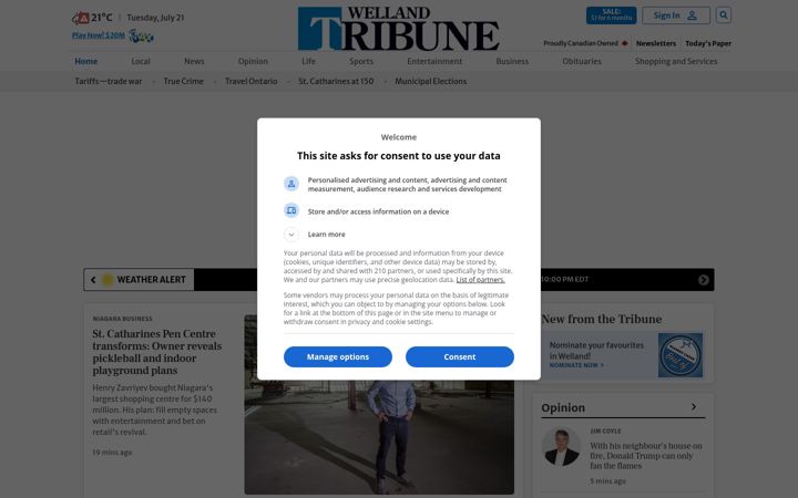 Screenshot of wellandtribune.ca