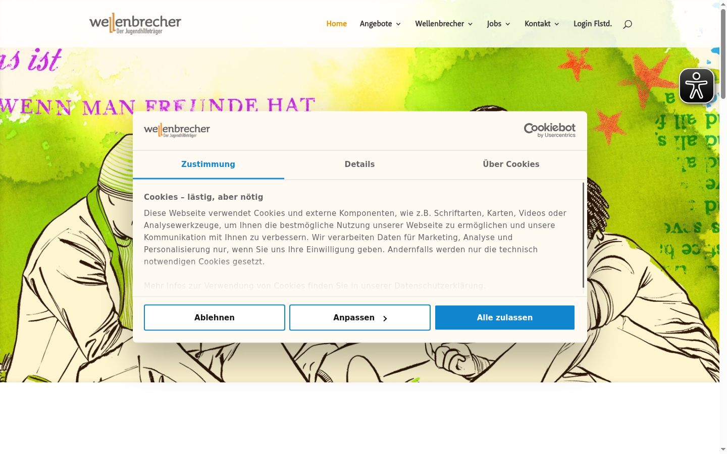 Screenshot des Einwilligungsbanners vor jeglicher Interaktion