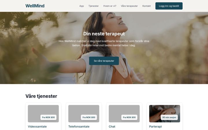 Kuvakaappaus sivustosta wellmind.no