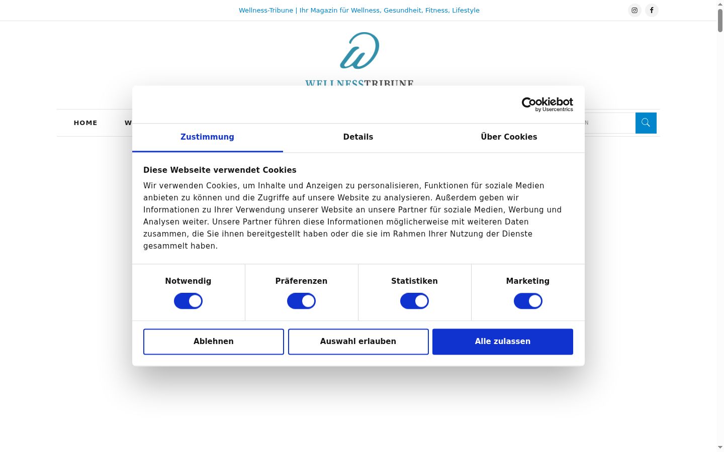 Screenshot del banner di consenso mostrato prima di qualsiasi interazione
