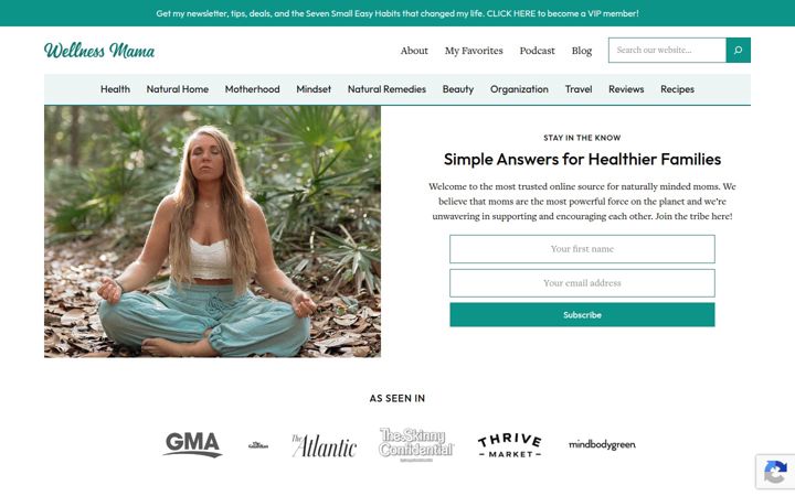 Ekrano kopija wellnessmama.com
