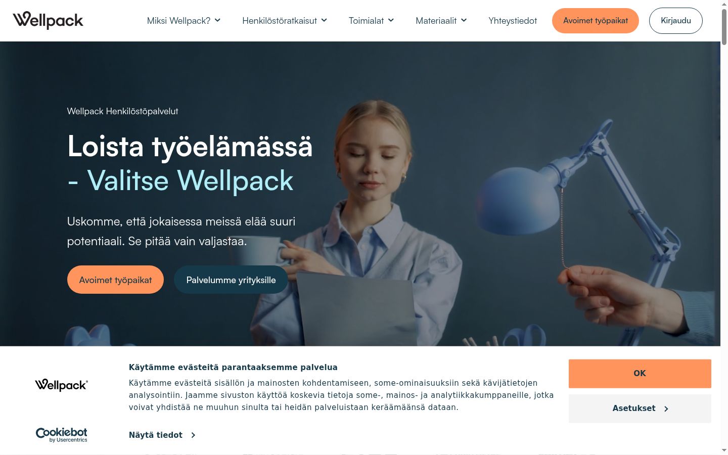 Skärmbild av samtyckesbannern som visades före någon interaktion