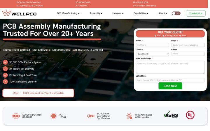 Screenshot of wellpcb.com