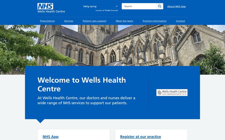Screenshot of wellshealthcentre-somerset.nhs.uk