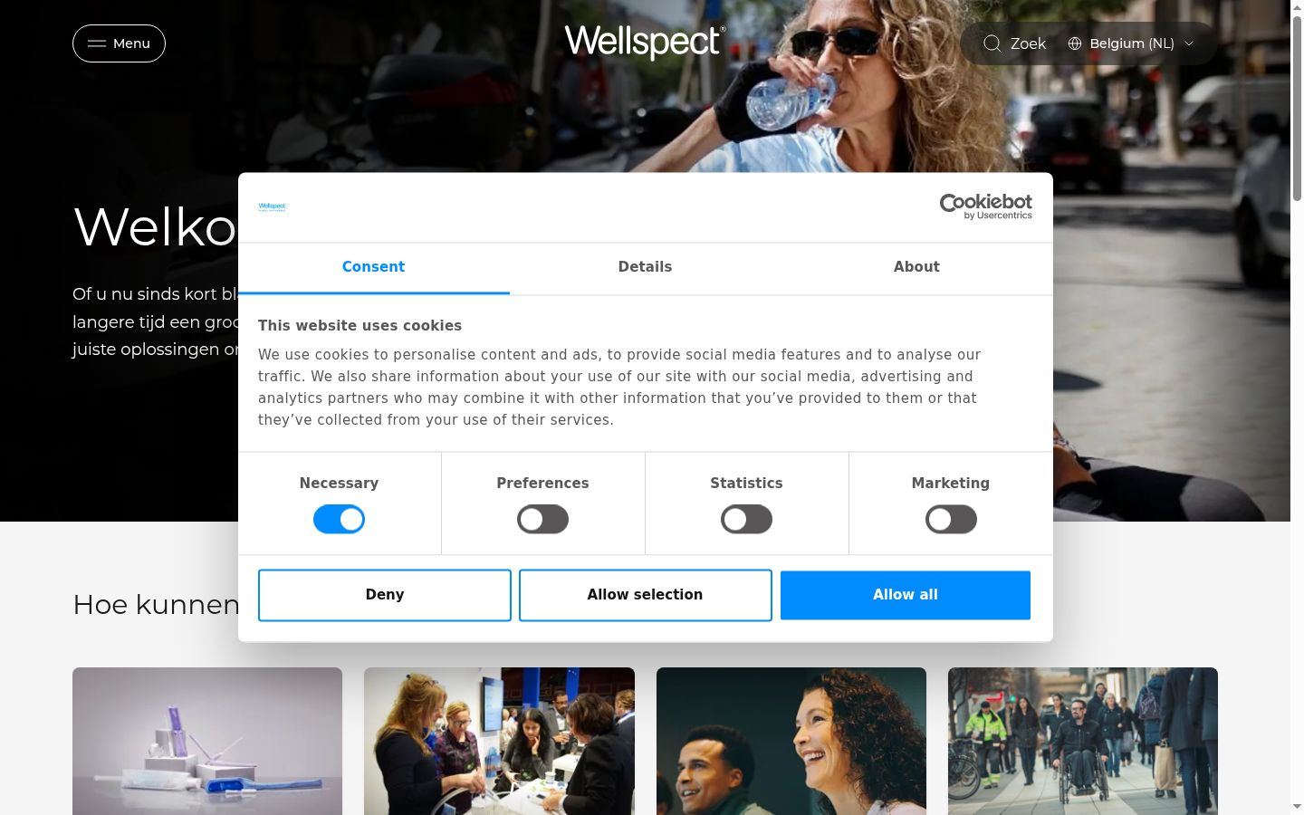 Capture d'écran de la bannière de consentement affichée avant toute interaction