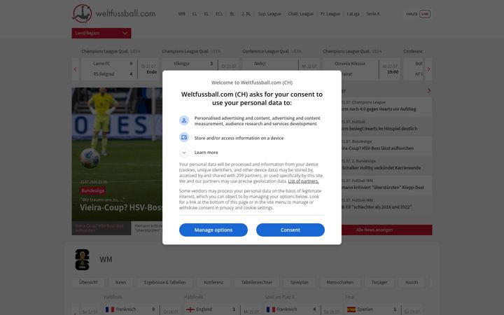Zrzut ekranu weltfussball.com
