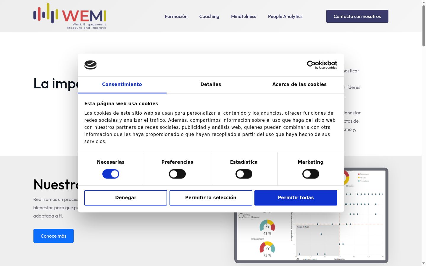 Screenshot del banner di consenso mostrato prima di qualsiasi interazione