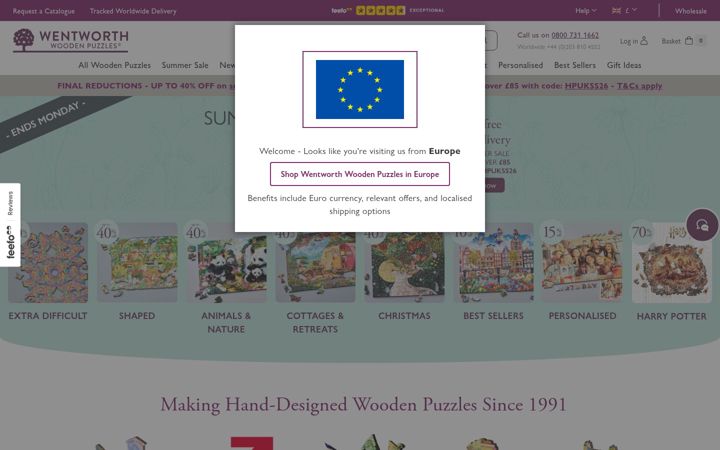 Skärmbild av wentworthpuzzles.com