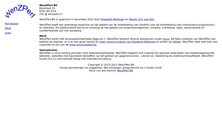 Screenshot of wenzperl.nl
