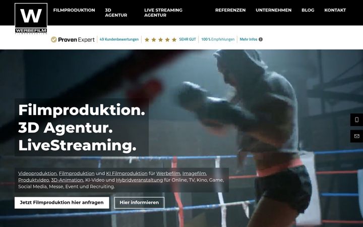 Kuvakaappaus sivustosta werbefilm.de
