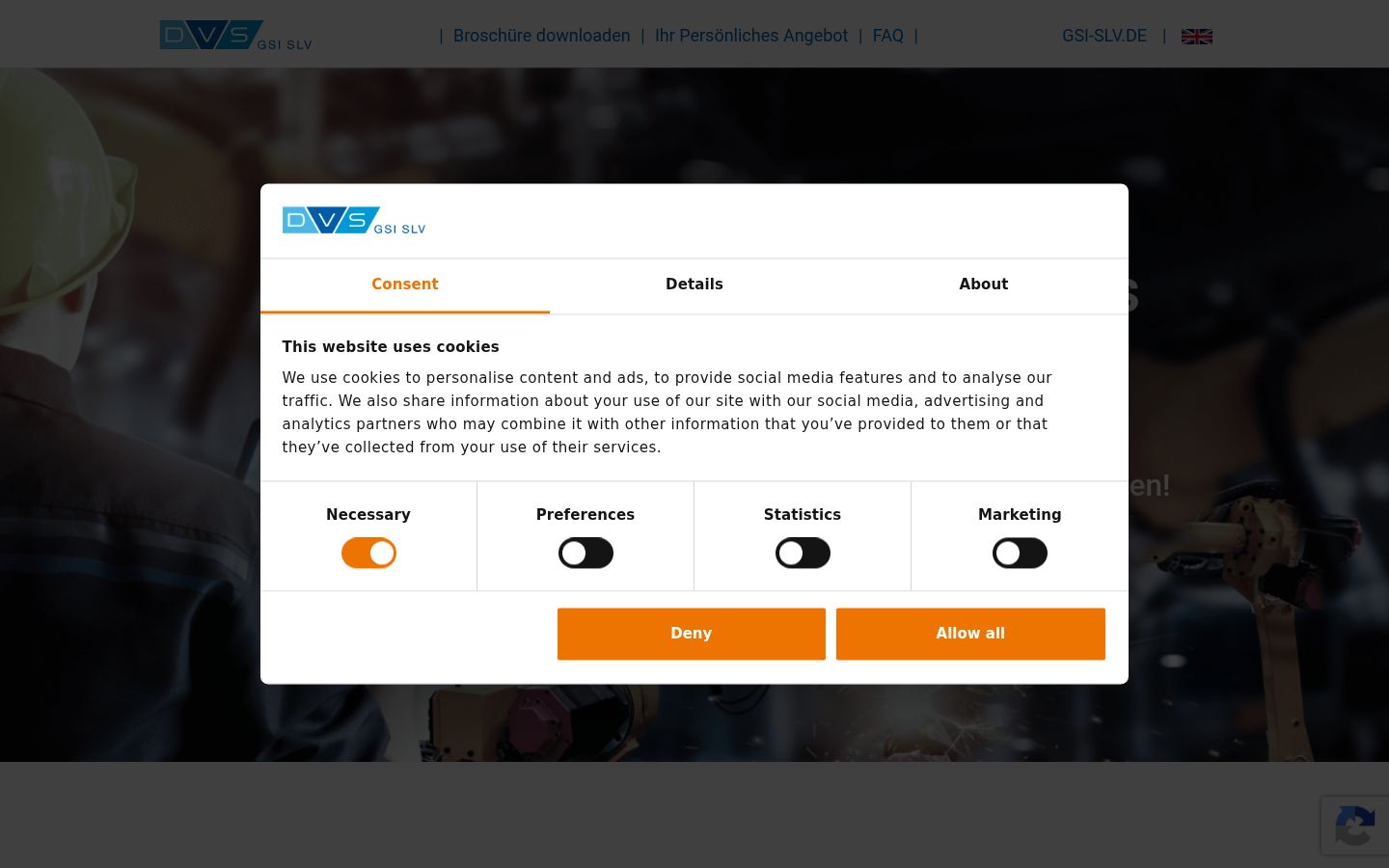 Screenshot del banner di consenso mostrato prima di qualsiasi interazione