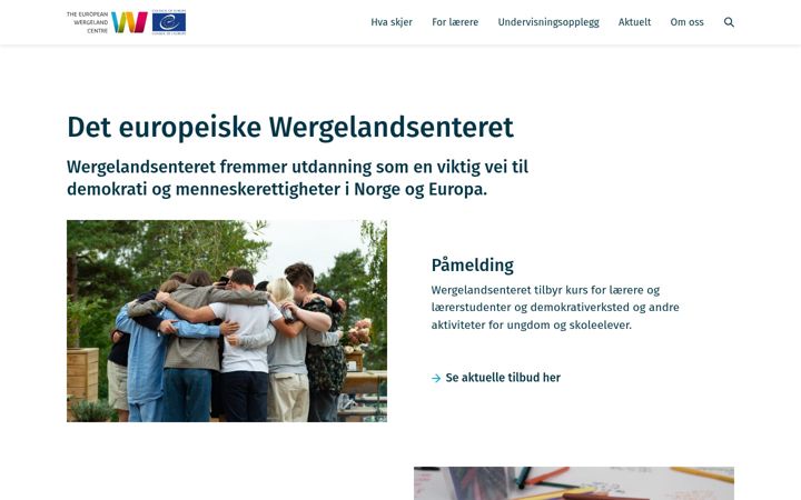 Screenshot of wergelandsenteret.no
