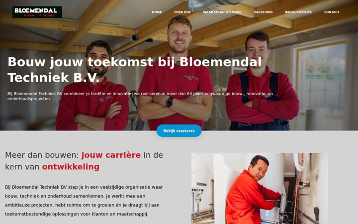 Posnetek zaslona werkenbijbloemendalbouw.nl